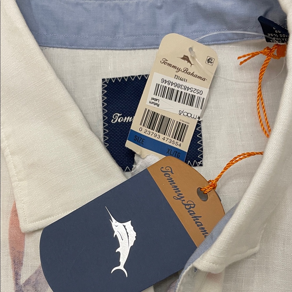 Tommy Bahama White Shirt with Multicolor Floral Design - Picture 8 of 9